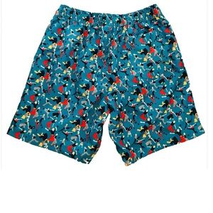 NWT Original BEN SHERMAN DJ Print Bright Aqua Swim TRUNKS Size Small